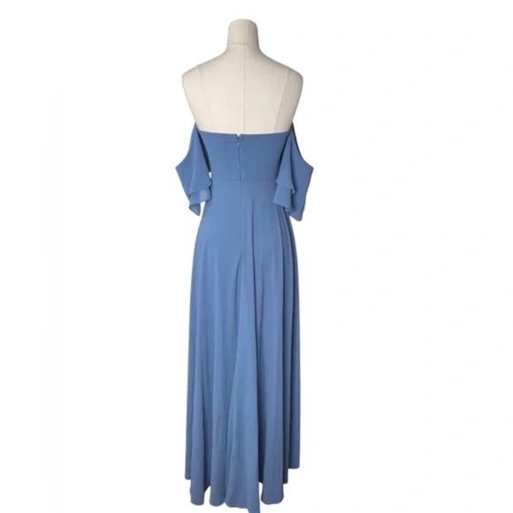 LULUS | Abbington Denim Blue Off-the-Shoulder Maxi Dress in Size Small - Picture 8 of 8